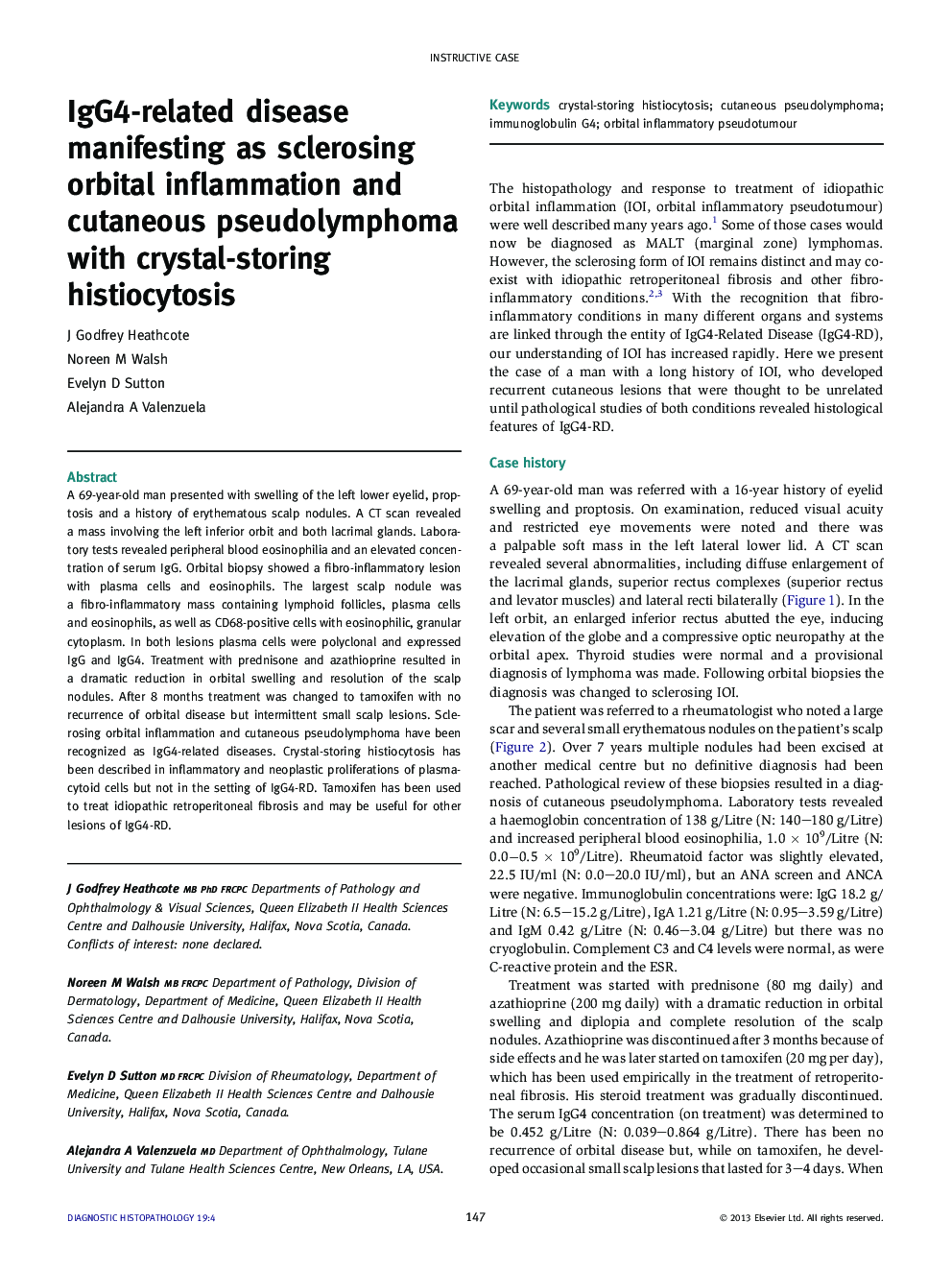 IgG4-related disease manifesting as sclerosing orbital inflammation and cutaneous pseudolymphoma with crystal-storing histiocytosis