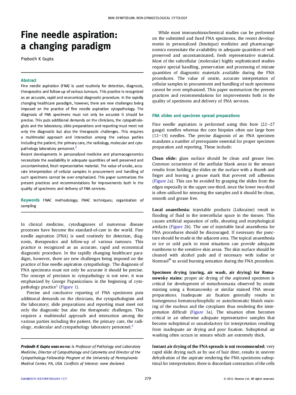 Fine needle aspiration: a changing paradigm