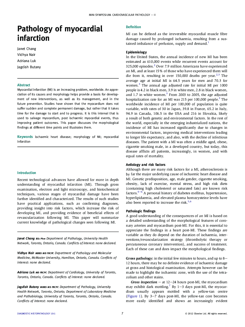 Pathology of myocardial infarction