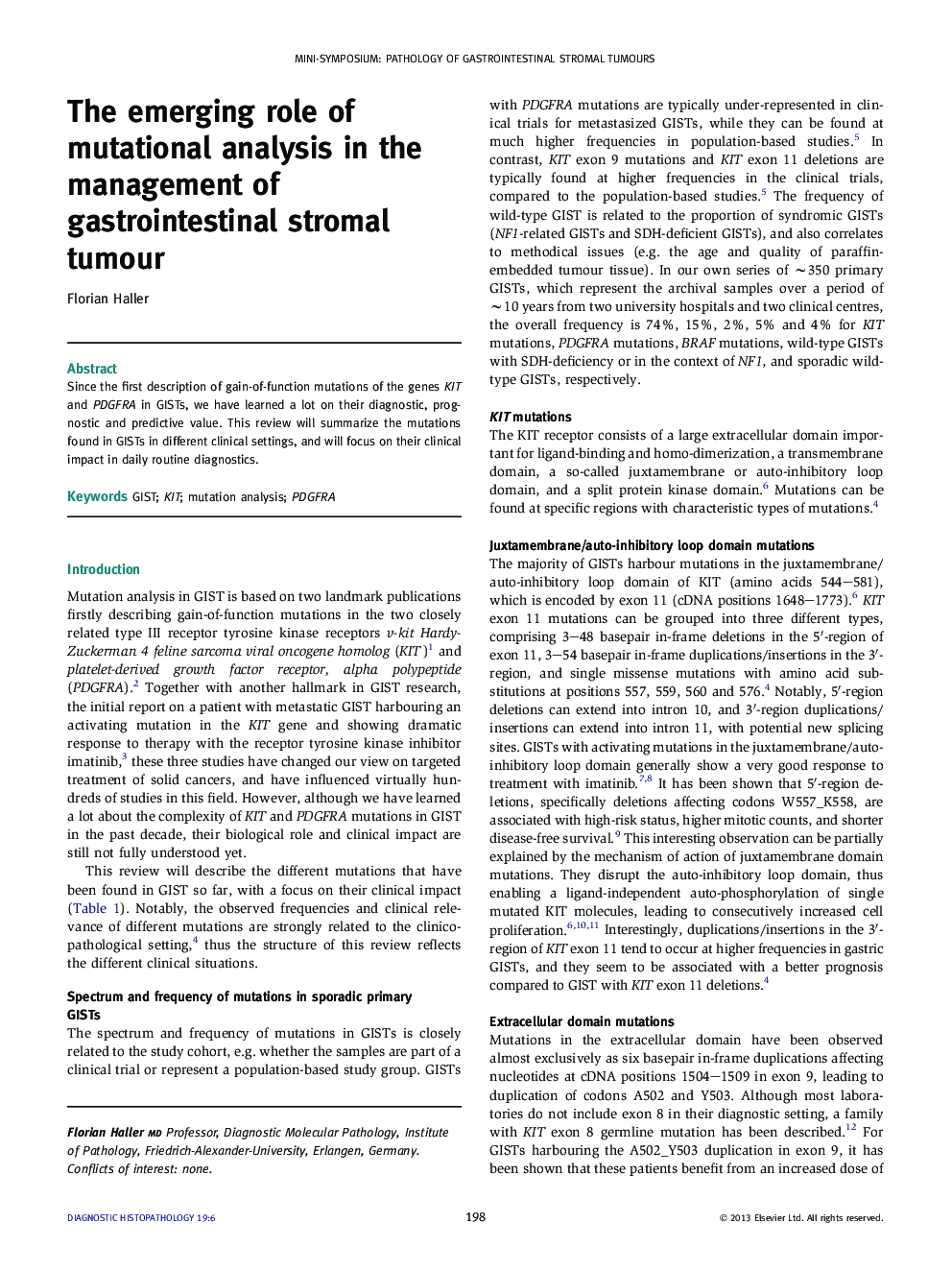 The emerging role of mutational analysis in the management of gastrointestinal stromal tumour