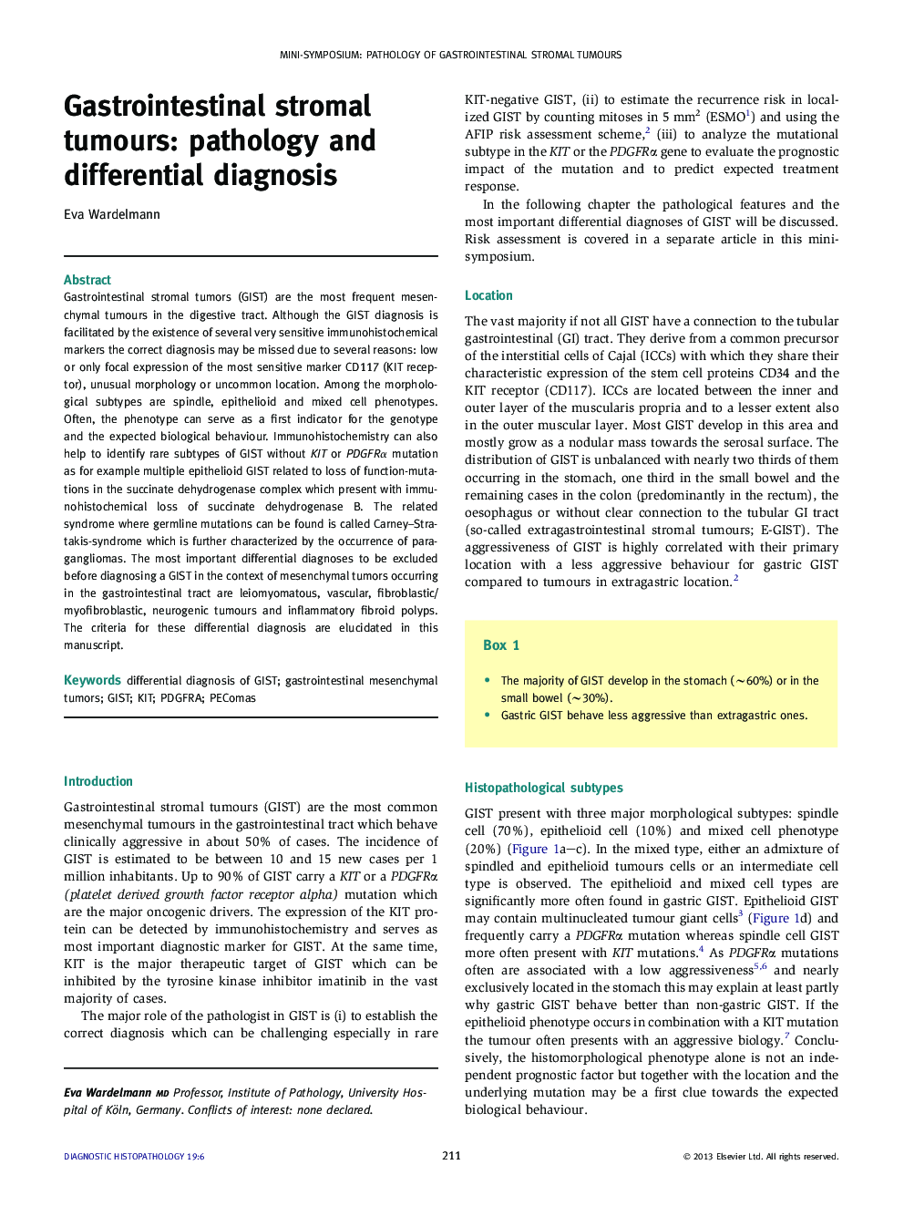 Gastrointestinal stromal tumours: pathology and differential diagnosis