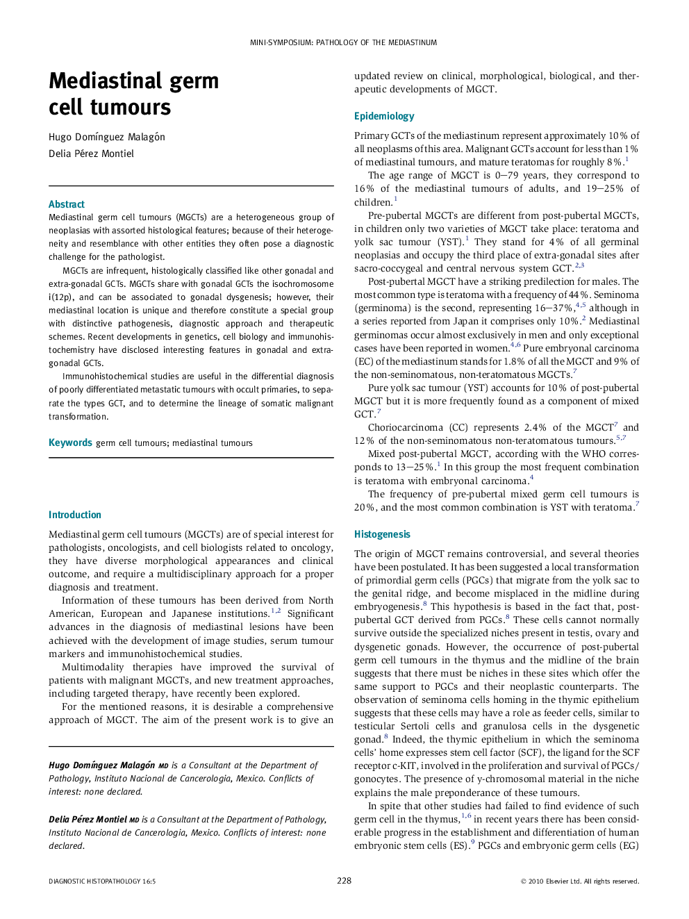 Mediastinal germ cell tumours