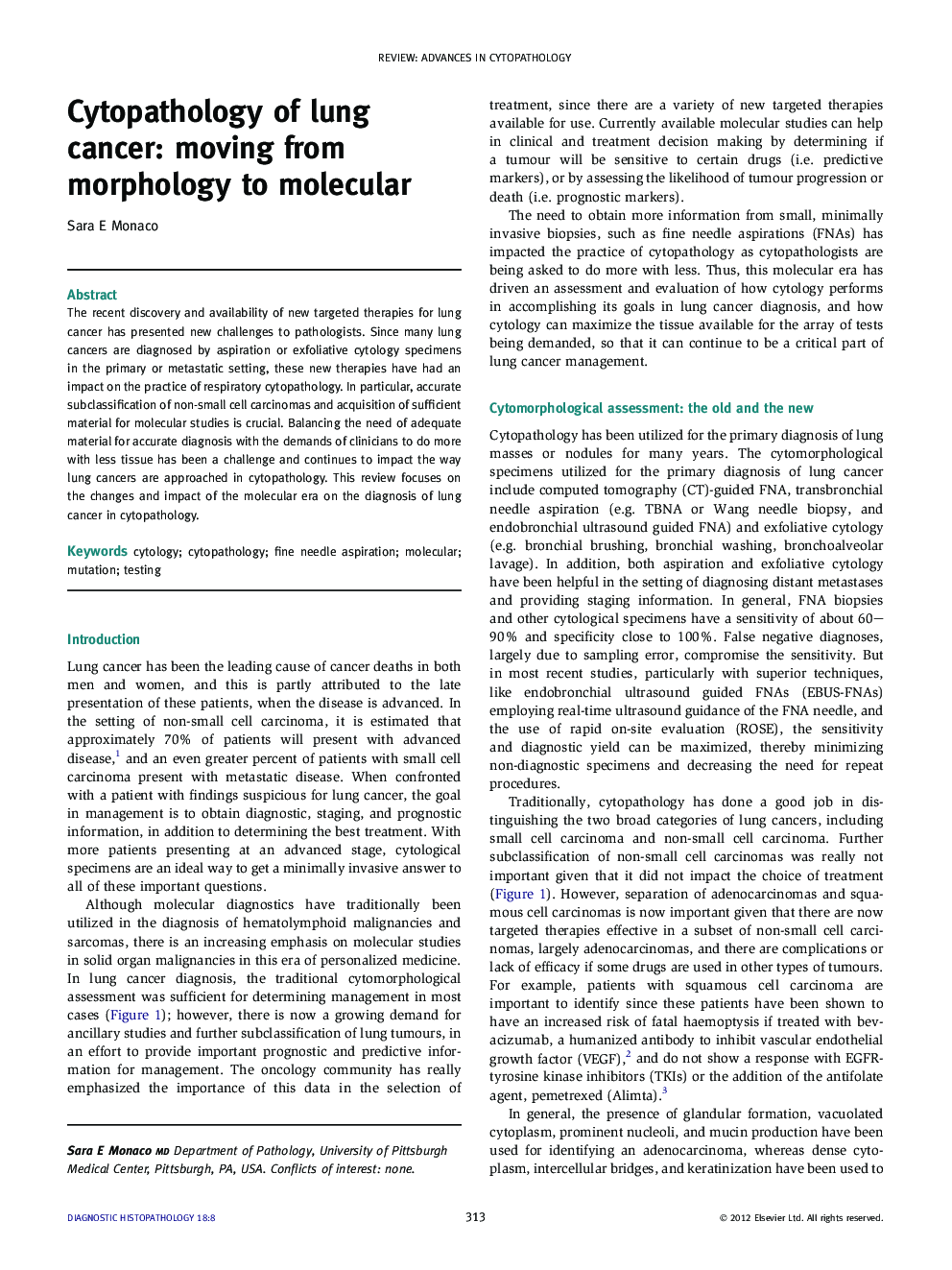 Cytopathology of lung cancer: moving from morphology to molecular