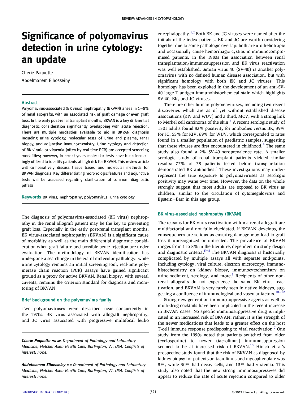 Significance of polyomavirus detection in urine cytology: an update