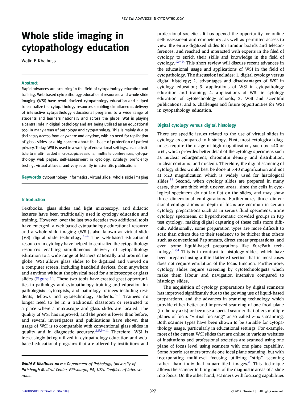 Whole slide imaging in cytopathology education