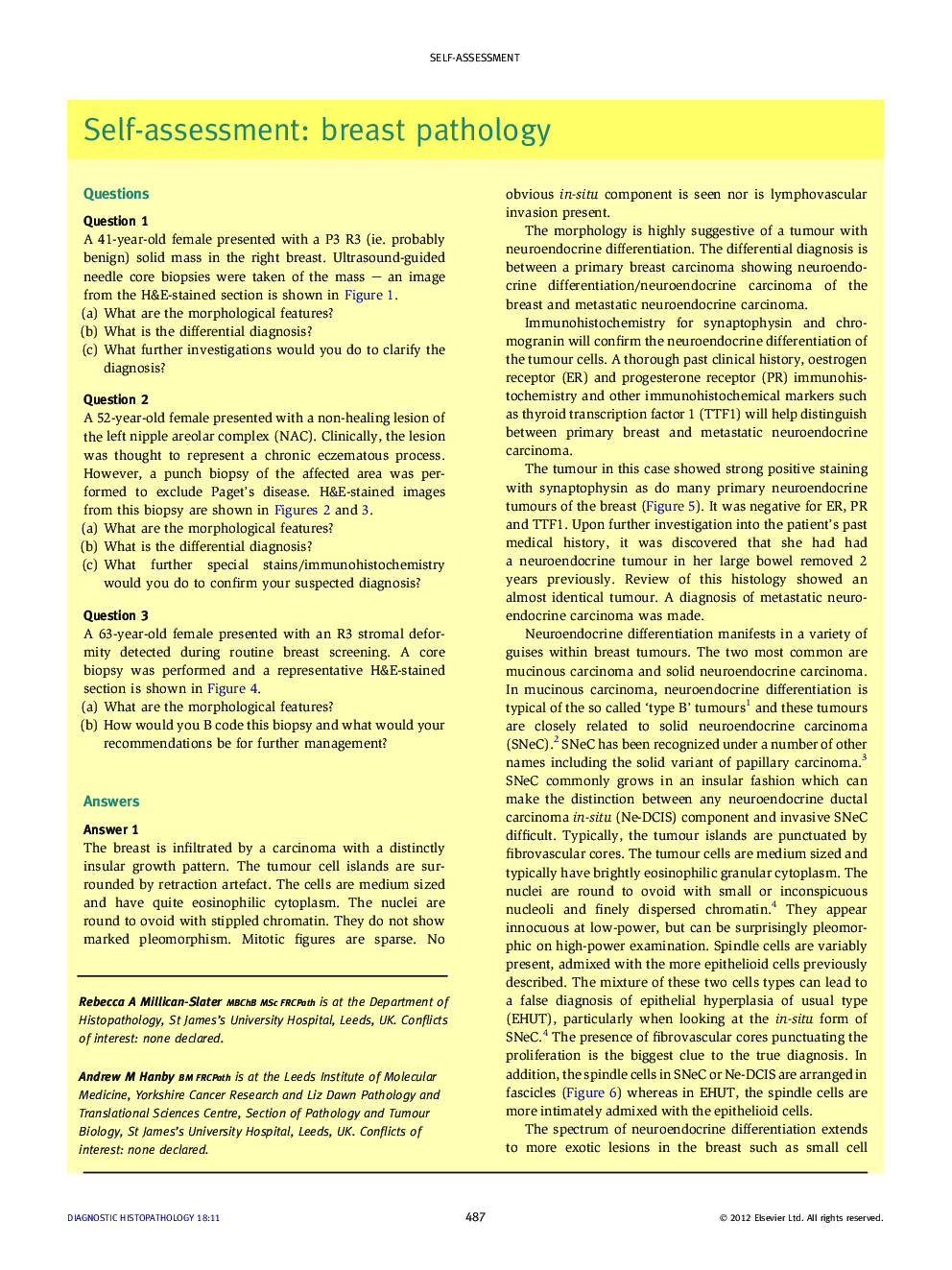 Self-assessment: breast pathology