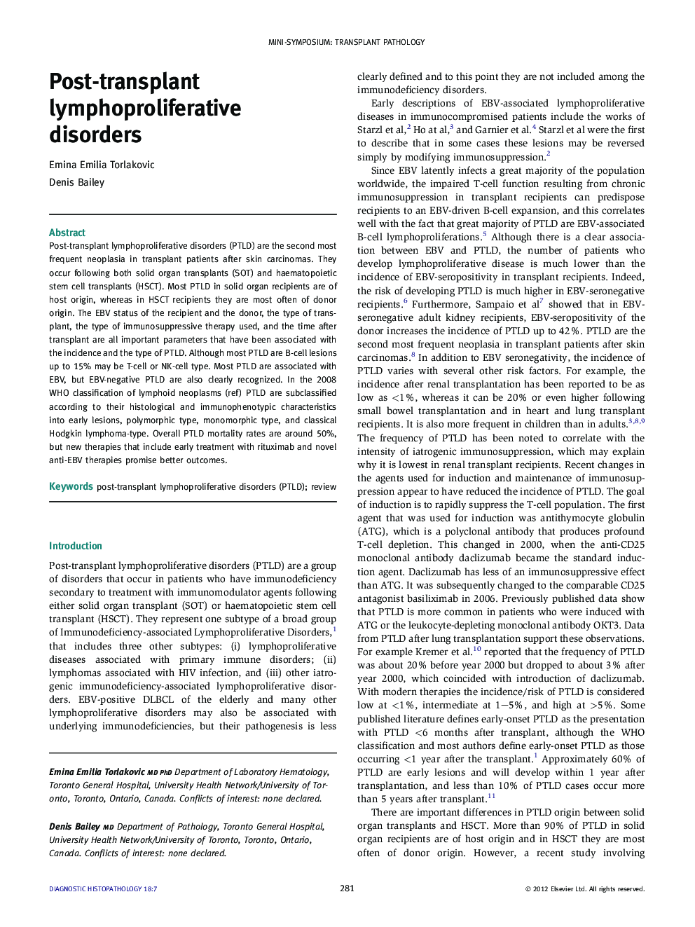 Post-transplant lymphoproliferative disorders