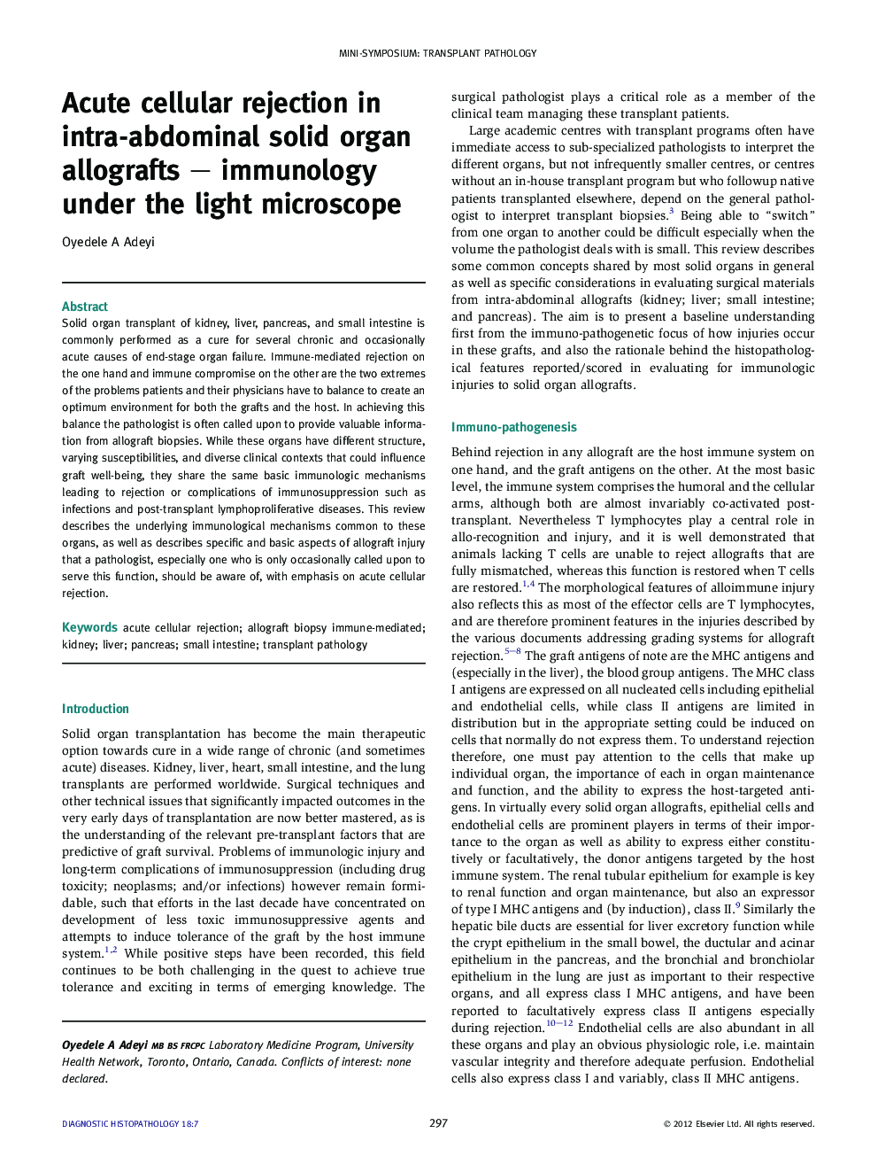 Acute cellular rejection in intra-abdominal solid organ allografts – immunology under the light microscope