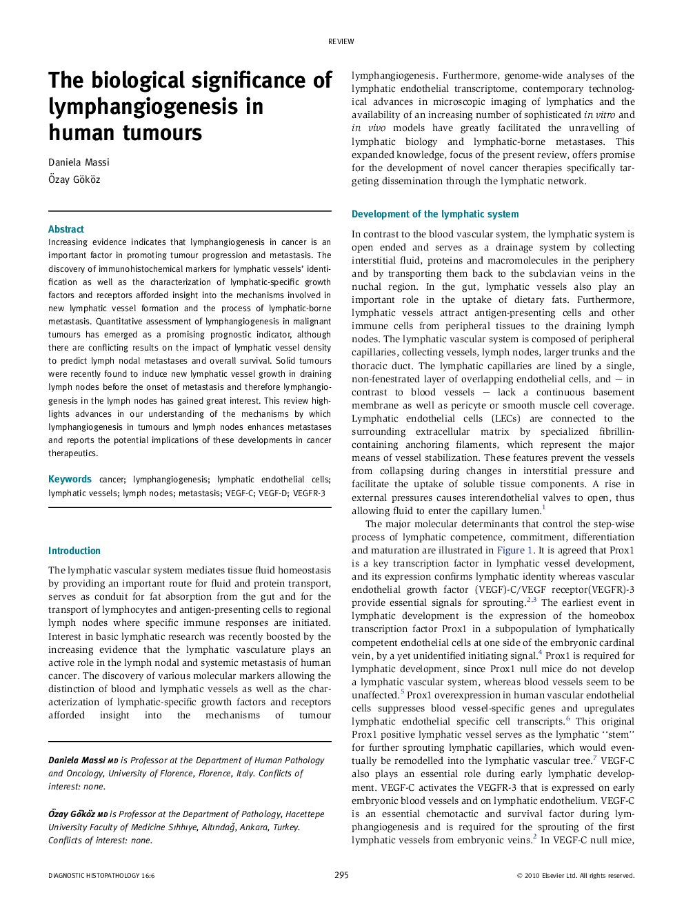 The biological significance of lymphangiogenesis in human tumours