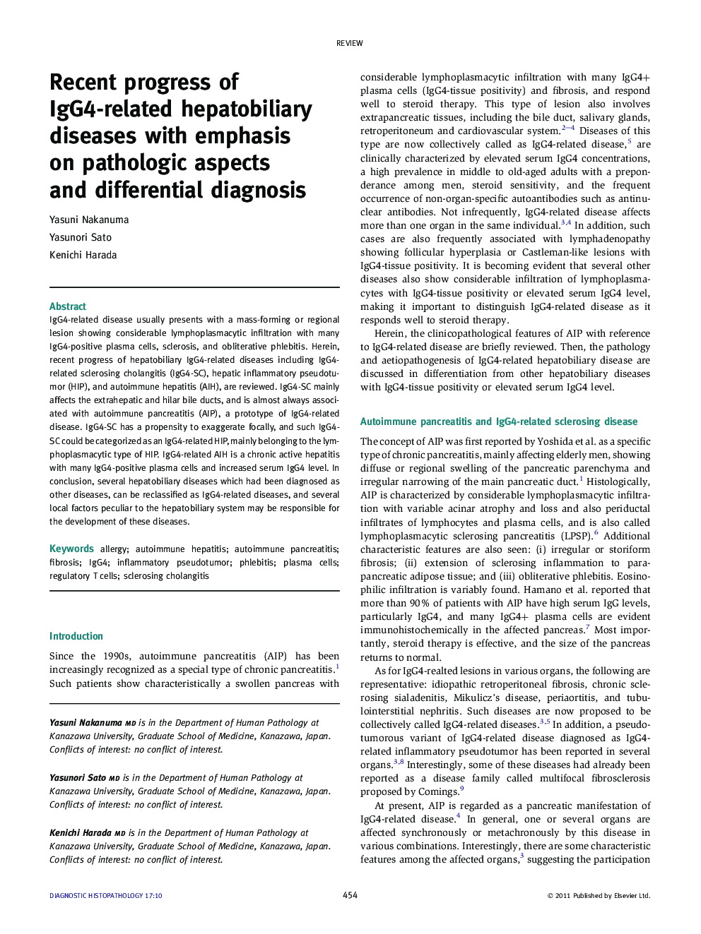 Recent progress of IgG4-related hepatobiliary diseases with emphasis on pathologic aspects and differential diagnosis