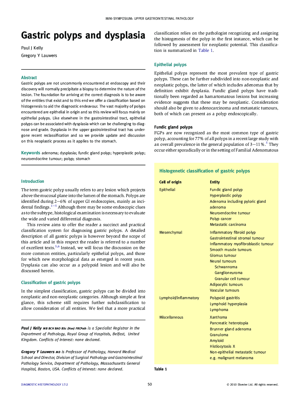 Gastric polyps and dysplasia