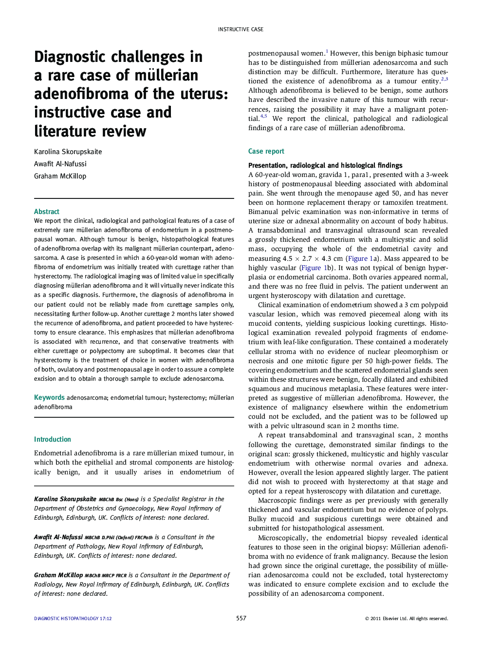 Diagnostic challenges in a rare case of müllerian adenofibroma of the uterus: instructive case and literature review