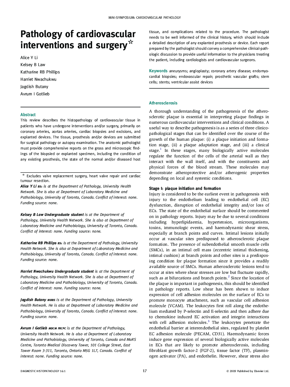 Pathology of cardiovascular interventions and surgery 