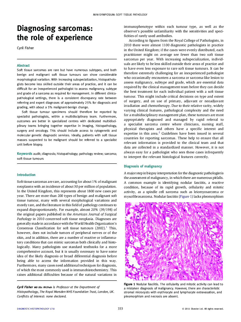 Diagnosing sarcomas: the role of experience