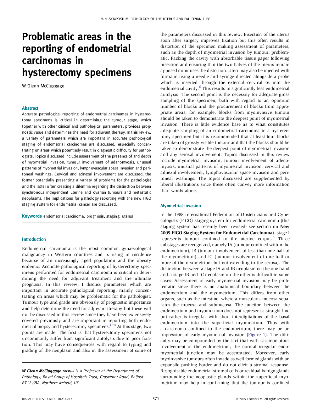 Problematic areas in the reporting of endometrial carcinomas in hysterectomy specimens