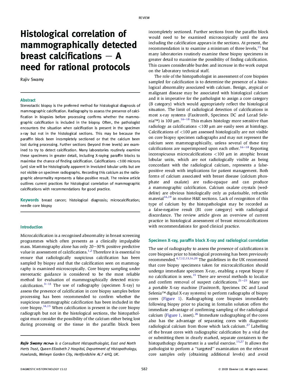 Histological correlation of mammographically detected breast calcifications – A need for rational protocols