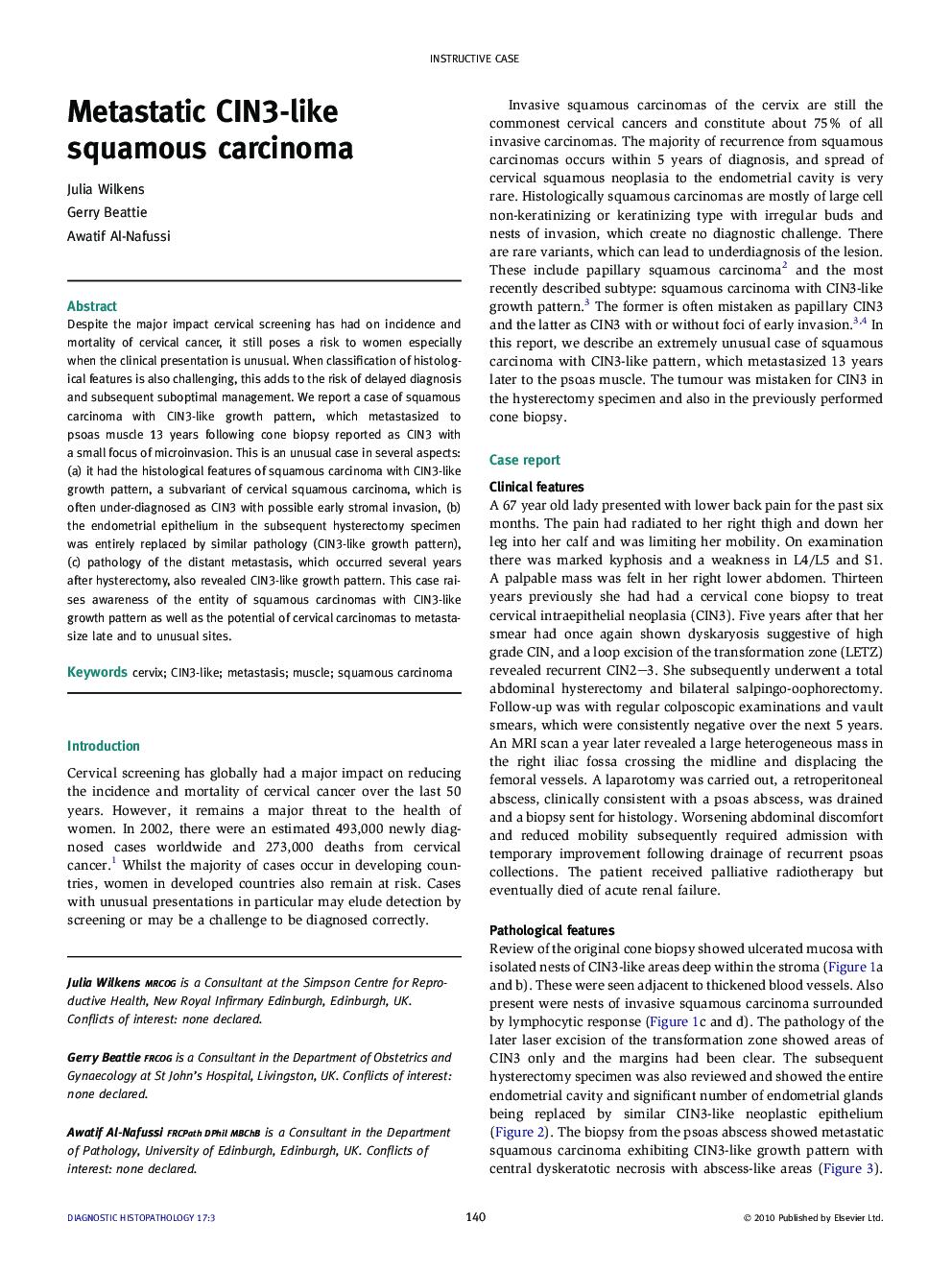 Metastatic CIN3-like squamous carcinoma