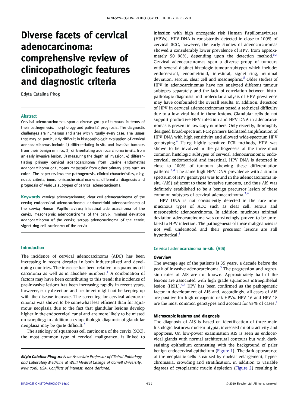 Diverse facets of cervical adenocarcinoma: comprehensive review of clinicopathologic features and diagnostic criteria