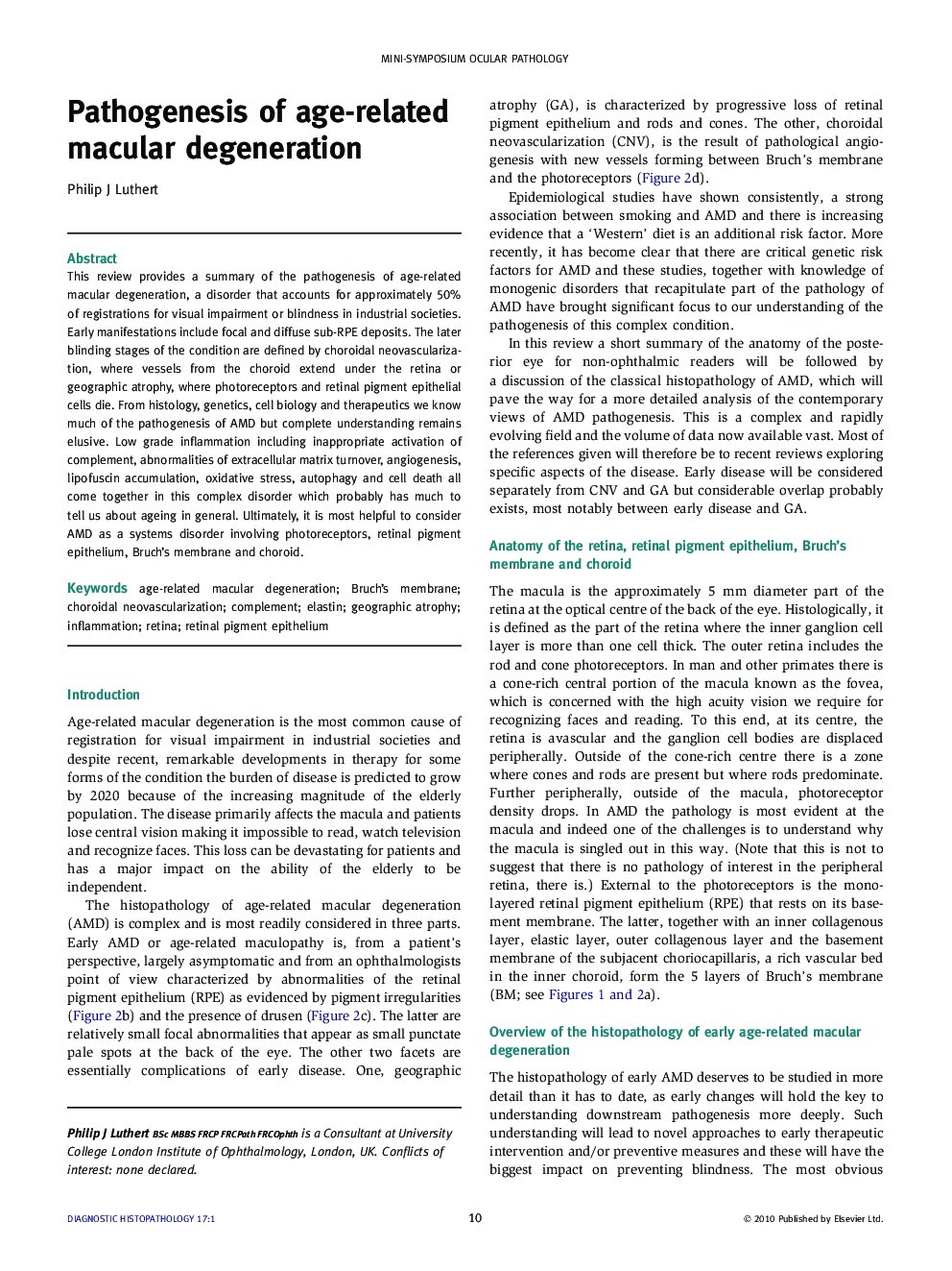 Pathogenesis of age-related macular degeneration