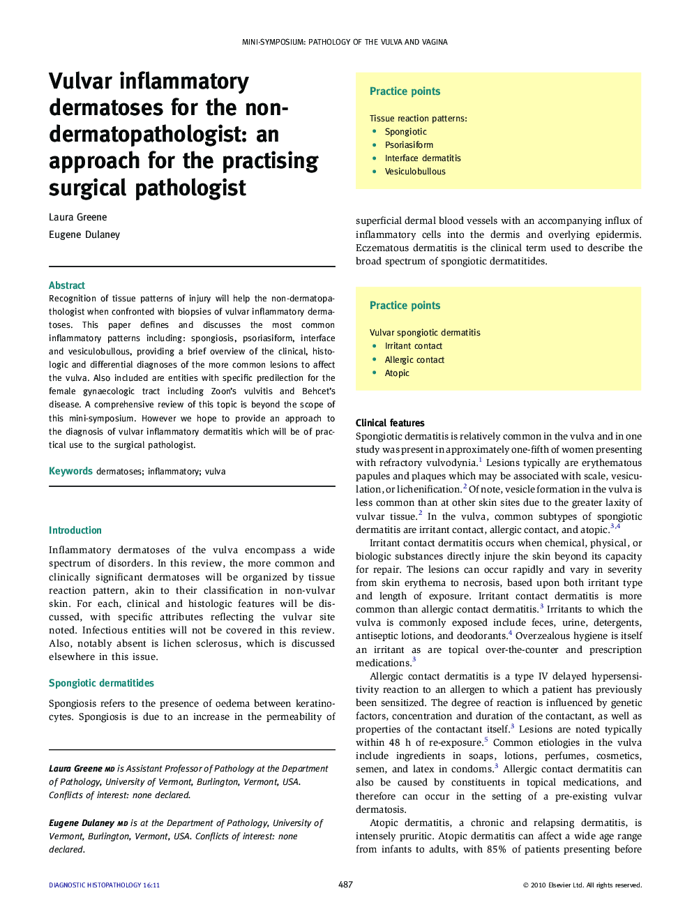 Vulvar inflammatory dermatoses for the non-dermatopathologist: an approach for the practising surgical pathologist