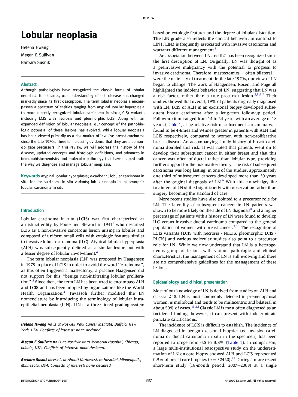 Lobular neoplasia