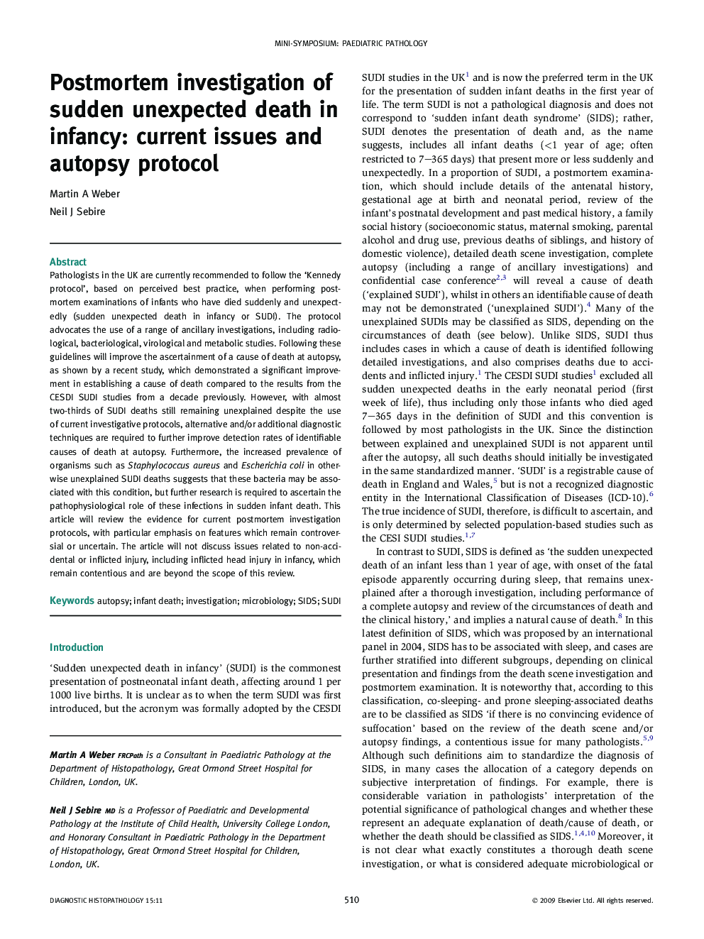 Postmortem investigation of sudden unexpected death in infancy: current issues and autopsy protocol