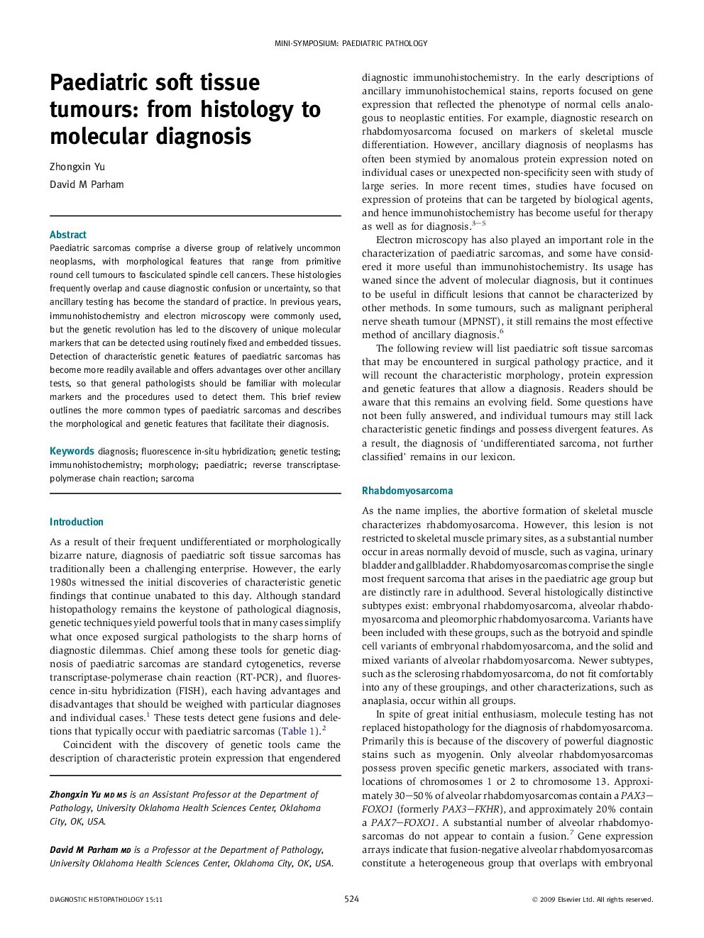 Paediatric soft tissue tumours: from histology to molecular diagnosis