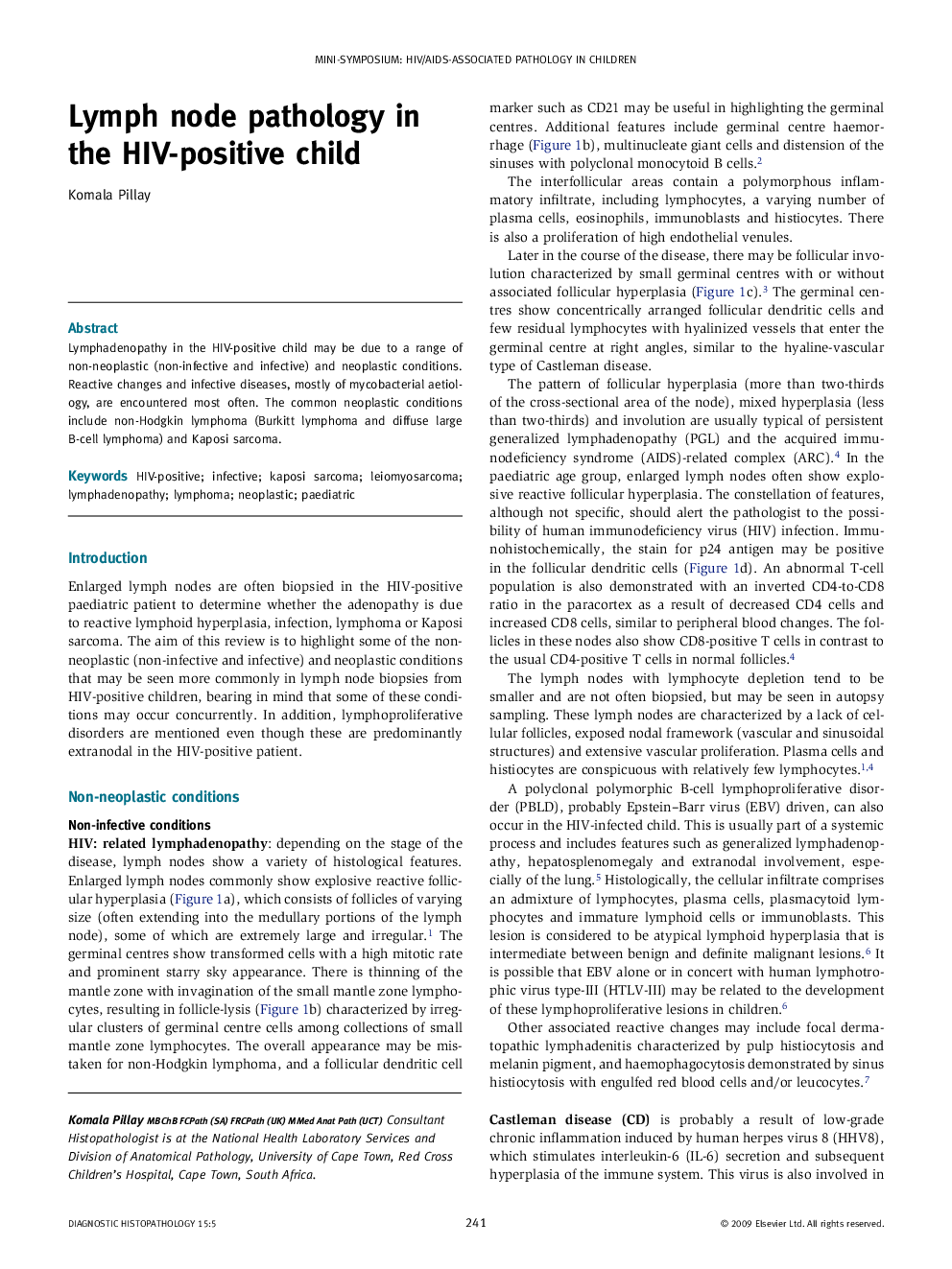 Lymph node pathology in the HIV-positive child