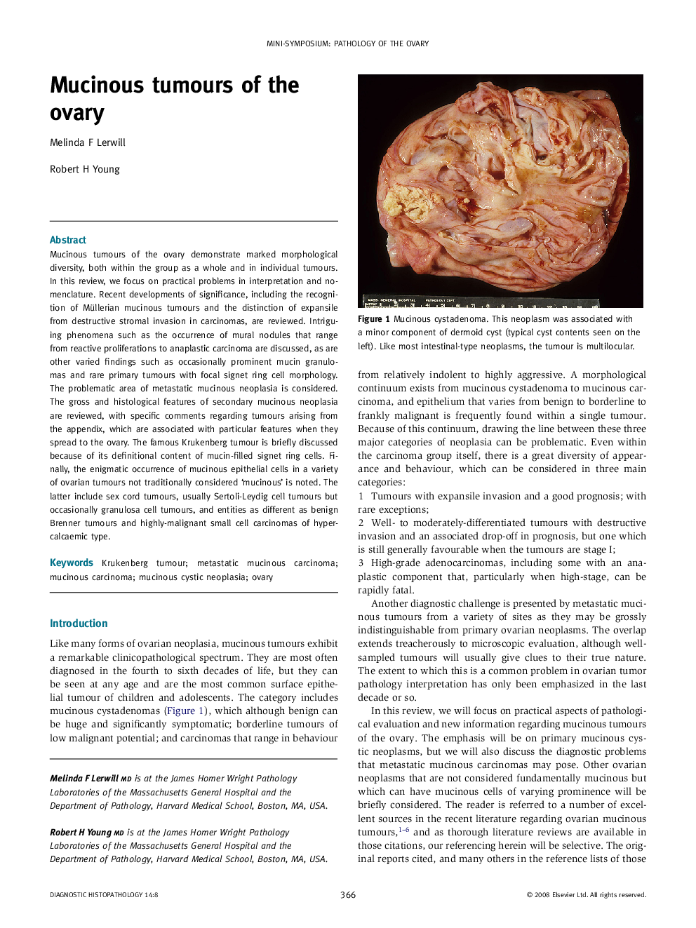 Mucinous tumours of the ovary