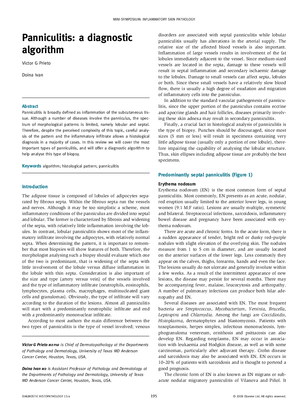 Panniculitis: a diagnostic algorithm