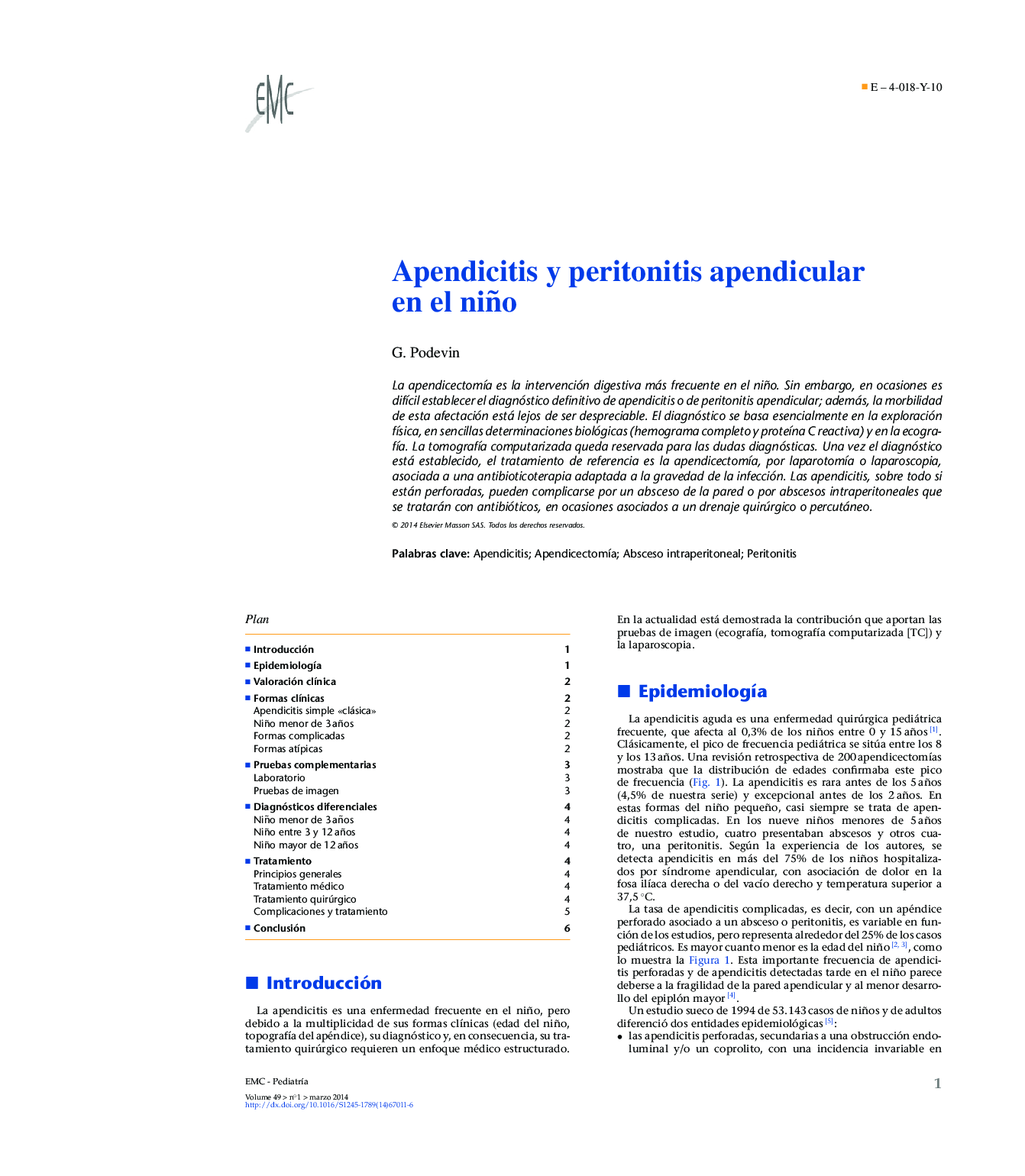 Apendicitis y peritonitis apendicular en el niño