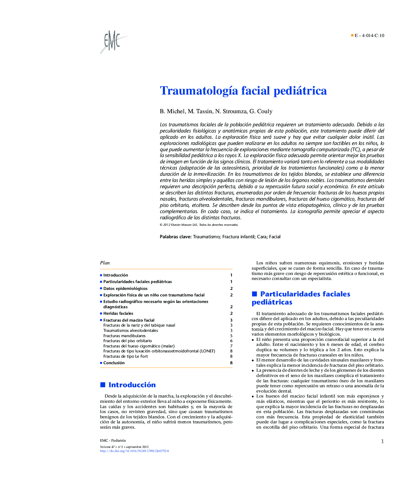 Traumatología facial pediátrica