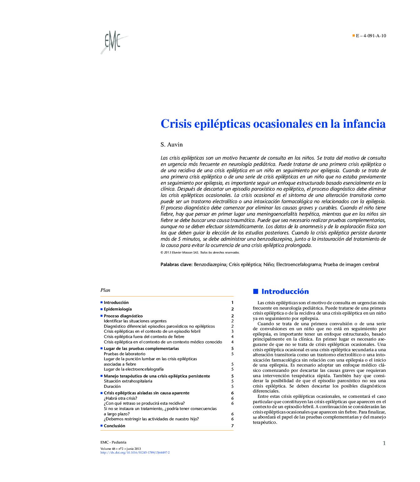 Crisis epilépticas ocasionales en la infancia