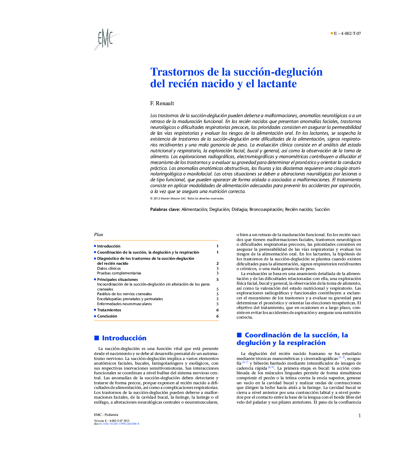 Trastornos de la succión-deglución del recién nacido y el lactante