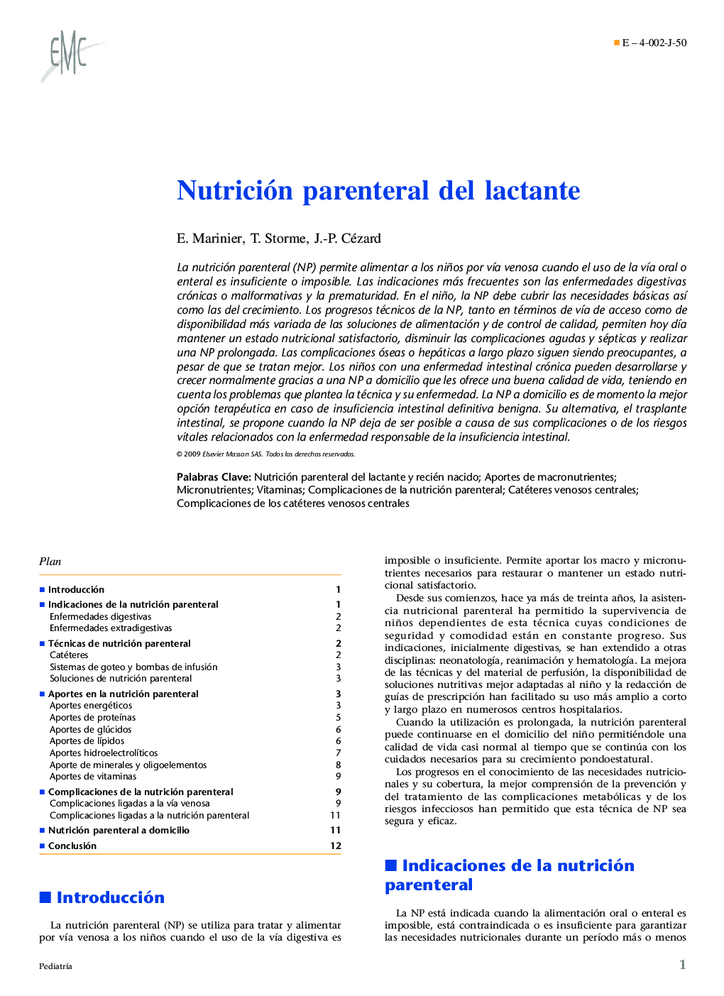 Nutrición parenteral del lactante