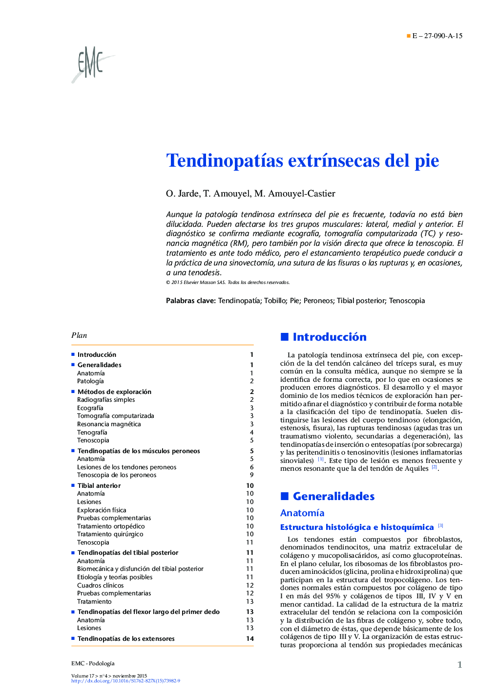 Tendinopatías extrínsecas del pie