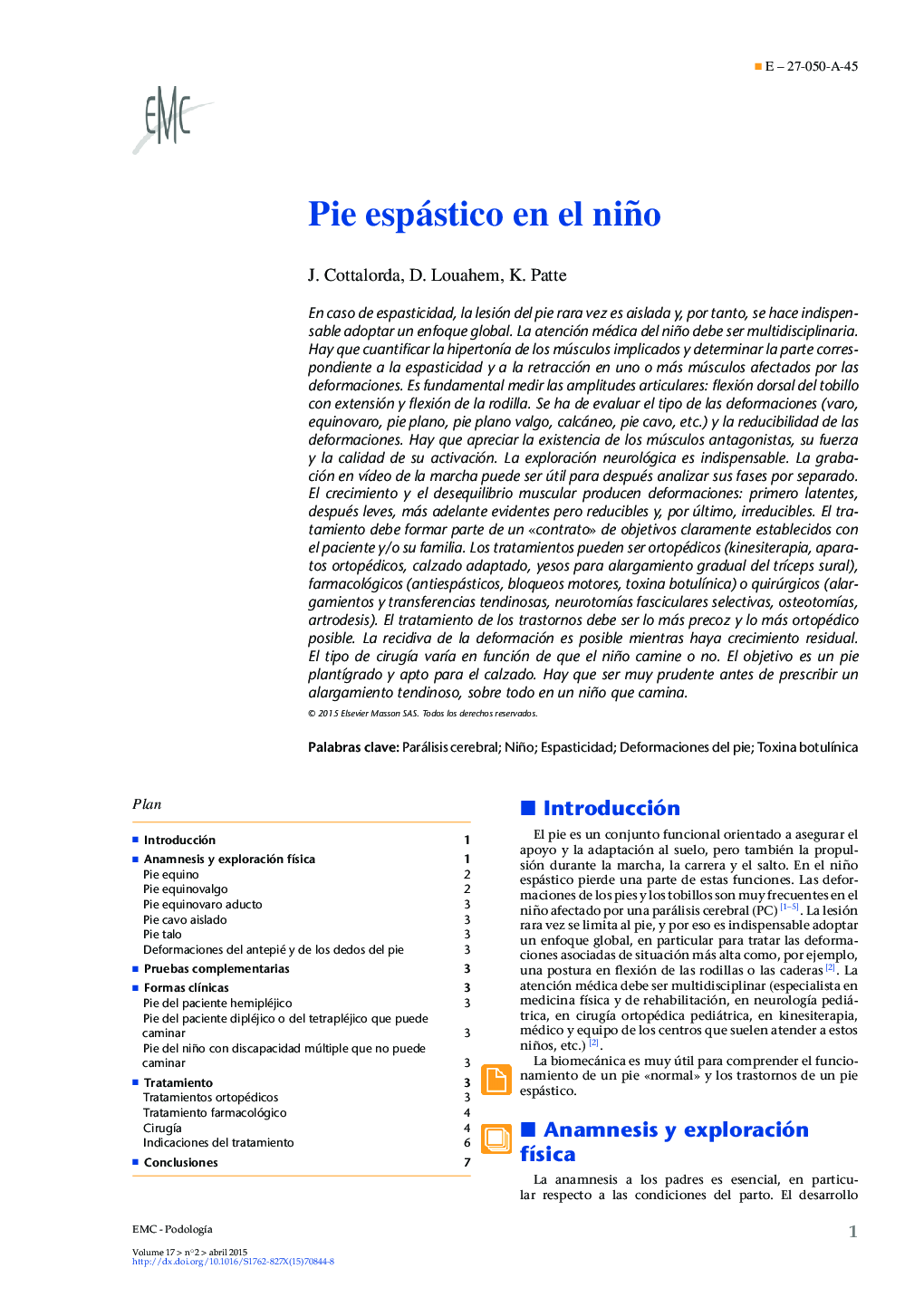 Pie espástico en el niño