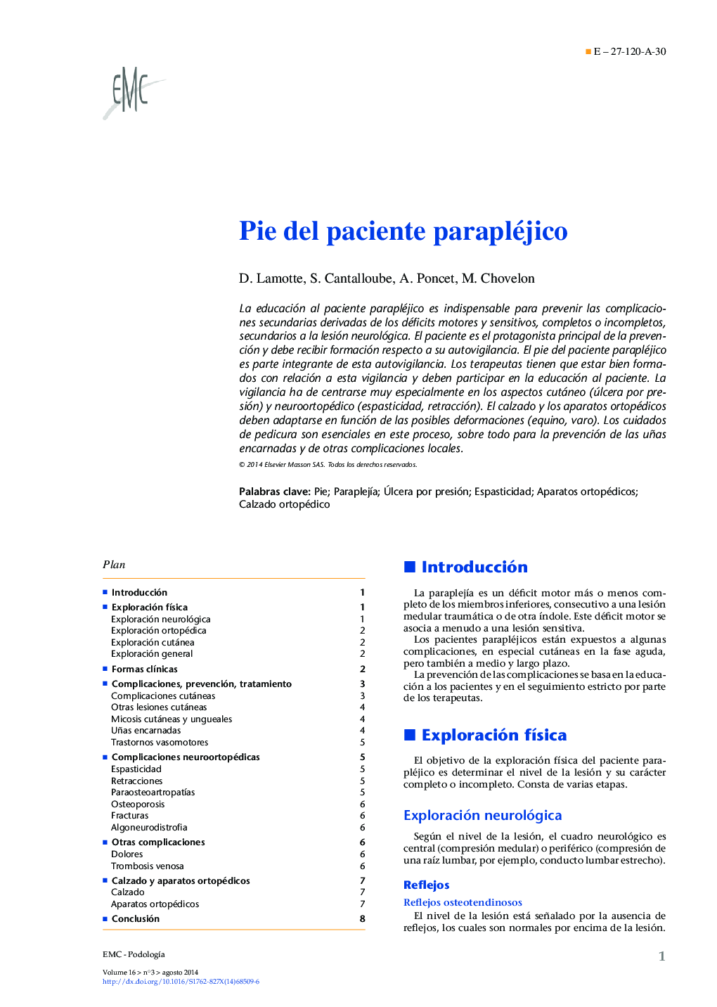 Pie del paciente parapléjico