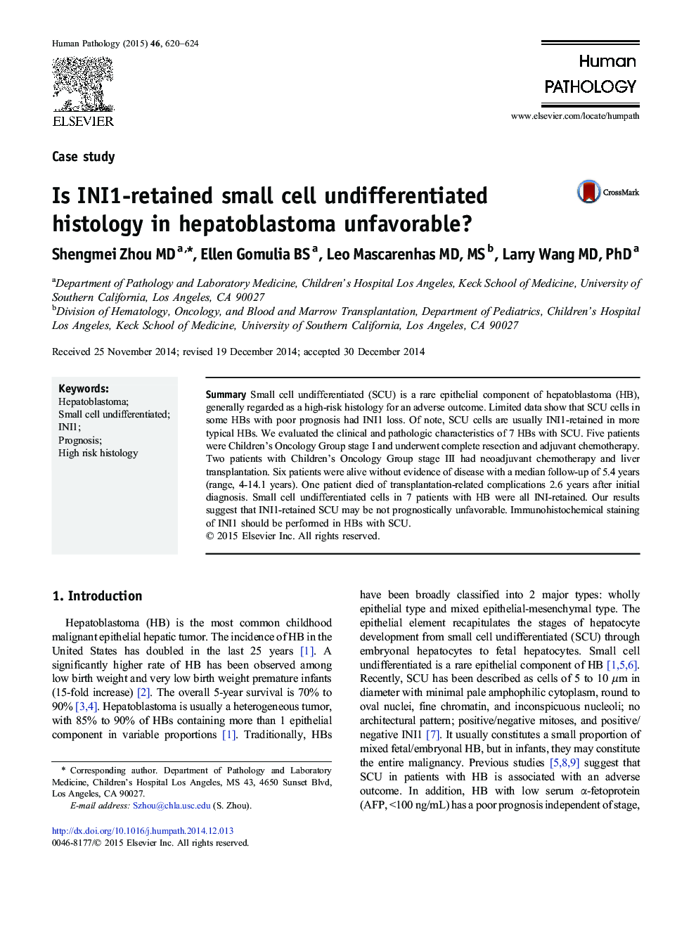 Is INI1-retained small cell undifferentiated histology in hepatoblastoma unfavorable?