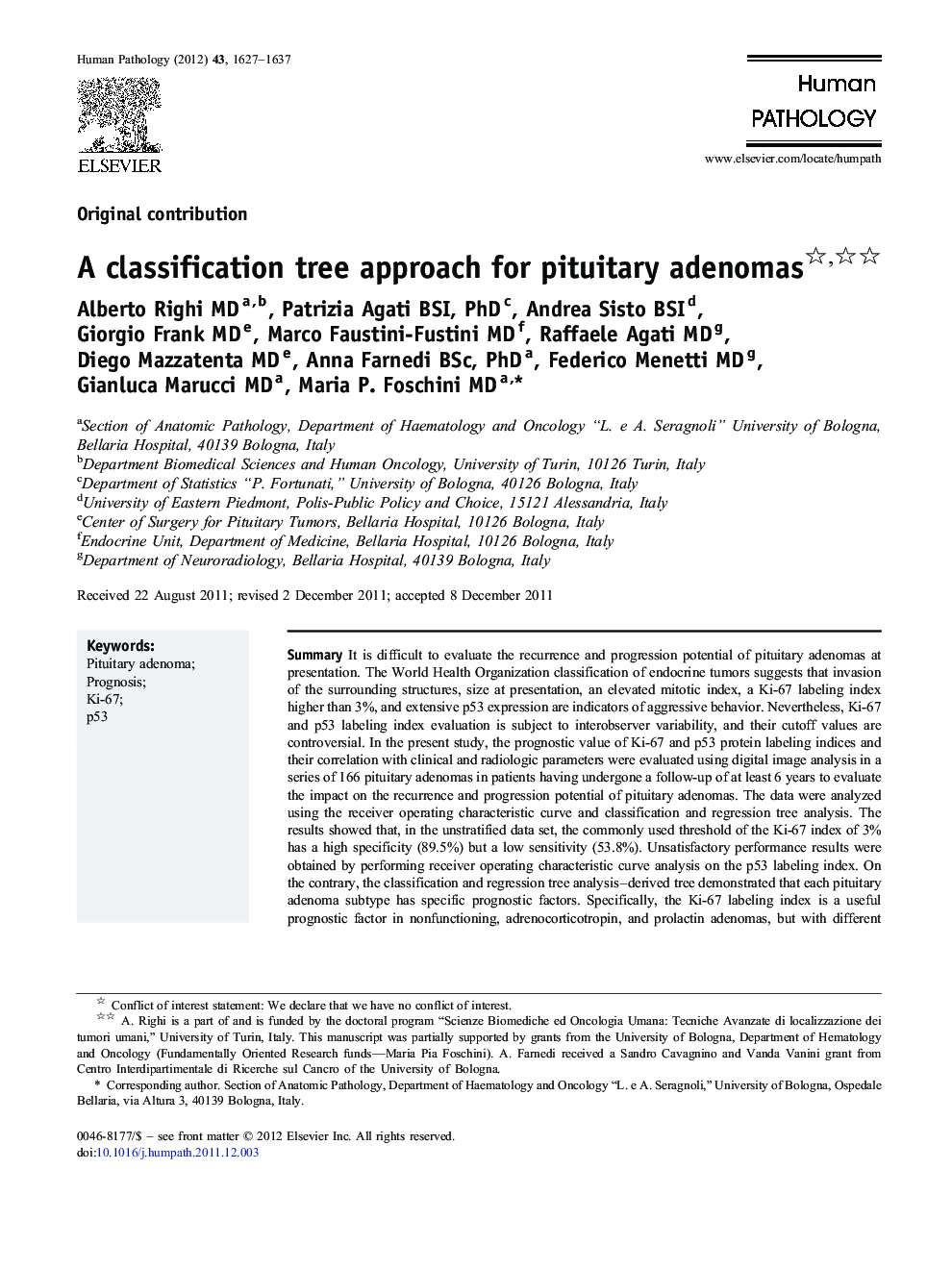 A classification tree approach for pituitary adenomas 
