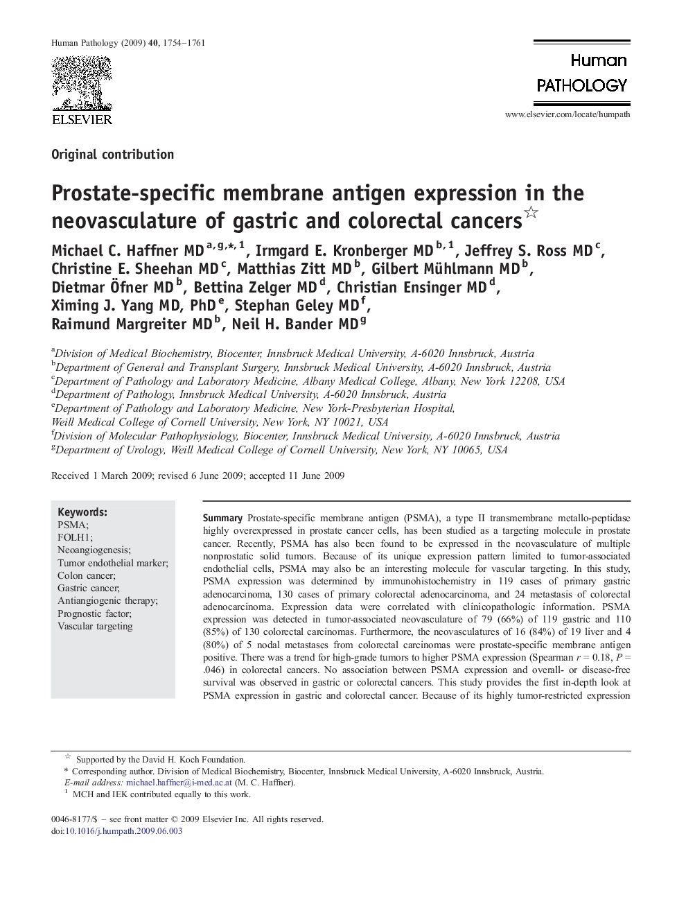 Prostate-specific membrane antigen expression in the neovasculature of gastric and colorectal cancers 