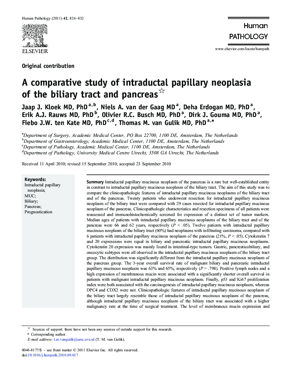 A comparative study of intraductal papillary neoplasia of the biliary tract and pancreas 