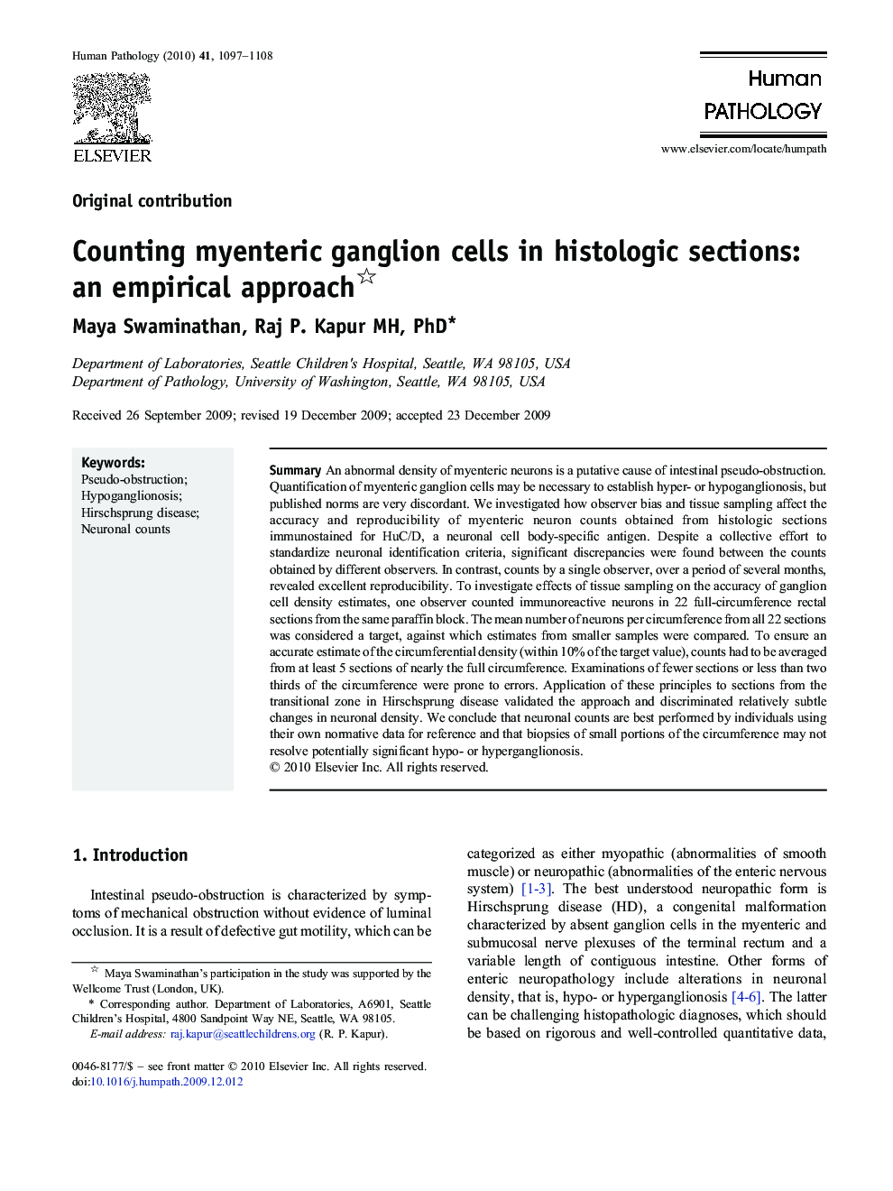 Counting myenteric ganglion cells in histologic sections: an empirical approach 