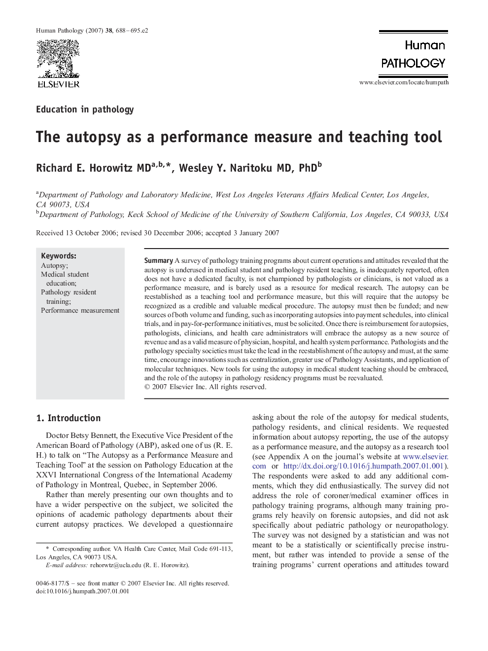The autopsy as a performance measure and teaching tool
