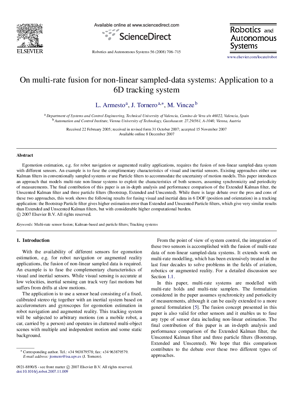 On multi-rate fusion for non-linear sampled-data systems: Application to a 6D tracking system