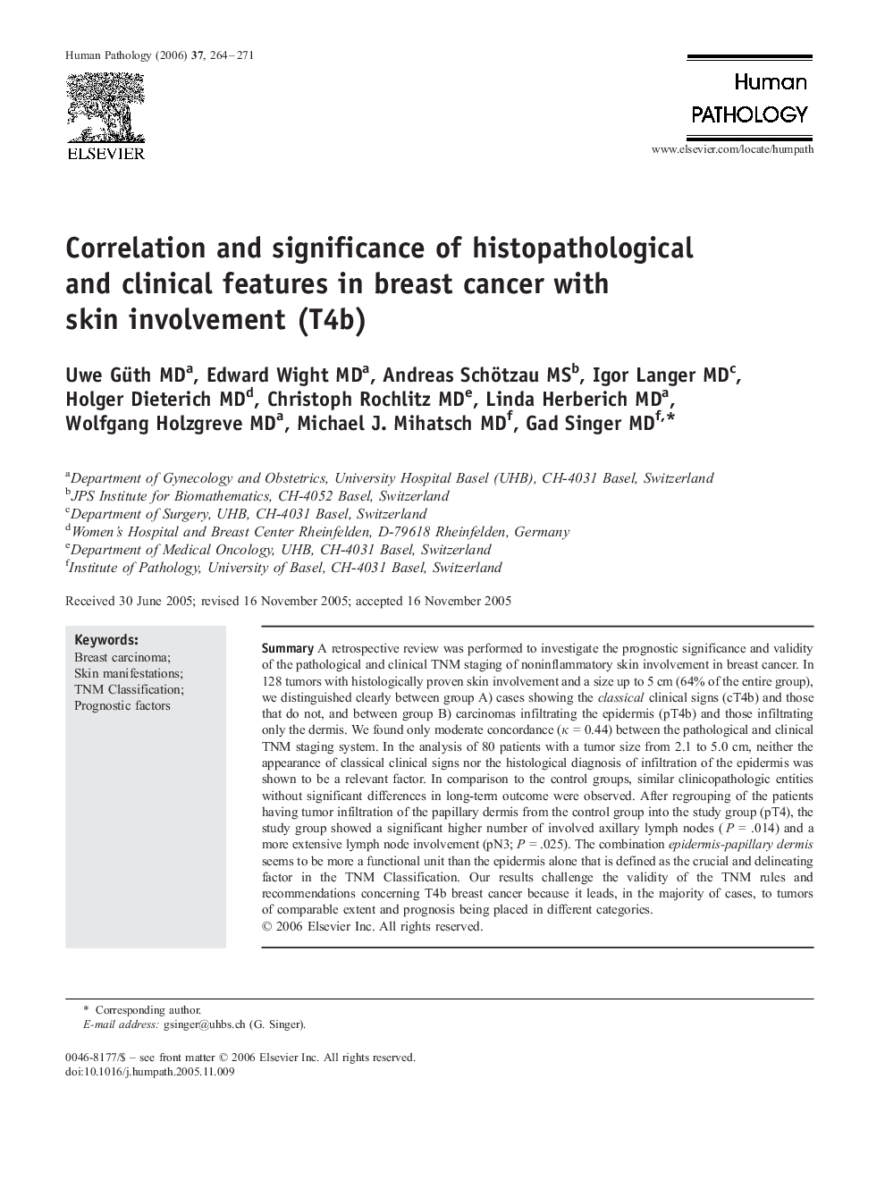 Correlation and significance of histopathological and clinical features in breast cancer with skin involvement (T4b)