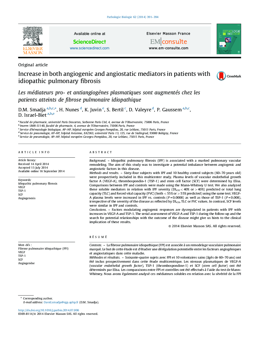 Increase in both angiogenic and angiostatic mediators in patients with idiopathic pulmonary fibrosis