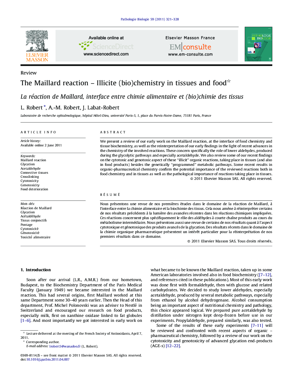 The Maillard reaction – Illicite (bio)chemistry in tissues and food 