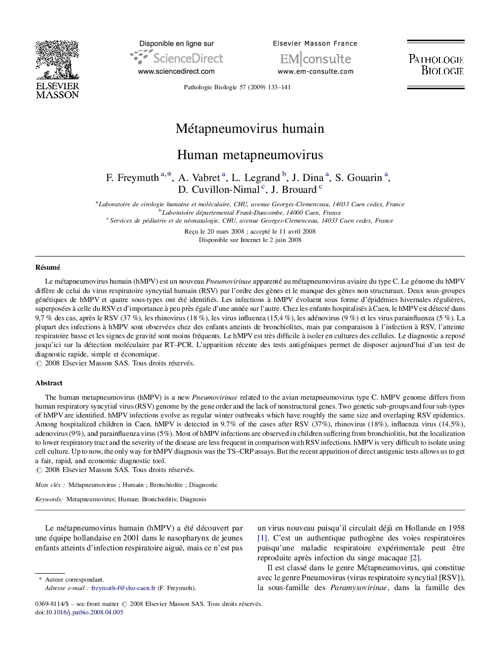 Métapneumovirus humain