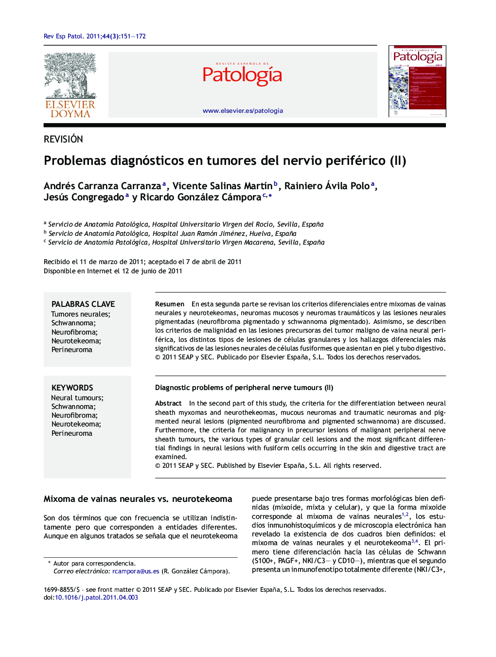 Problemas diagnósticos en tumores del nervio periférico (II)